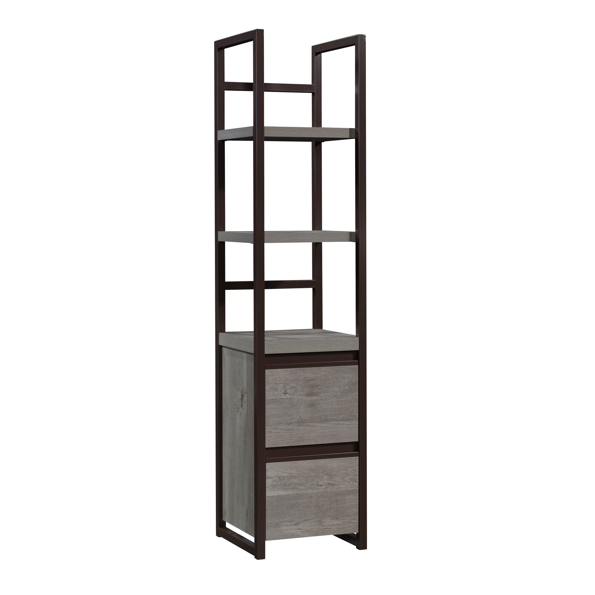 2-Shelf Narrow Bookcase, Brown finish