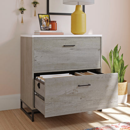 Brown Engineered Wood Filing Cabinet - 1-2 Drawer Office Storage