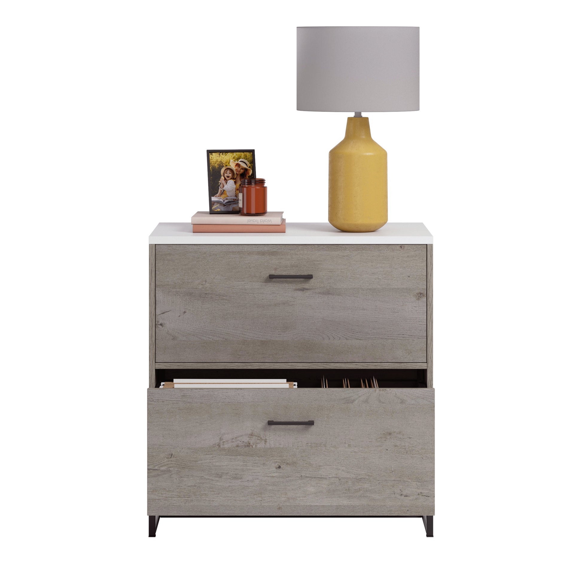 Brown Engineered Wood Filing Cabinet - 1-2 Drawer Office Storage