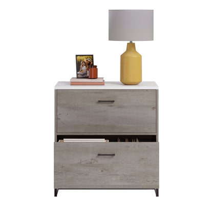 Brown Engineered Wood Filing Cabinet - 1-2 Drawer Office Storage