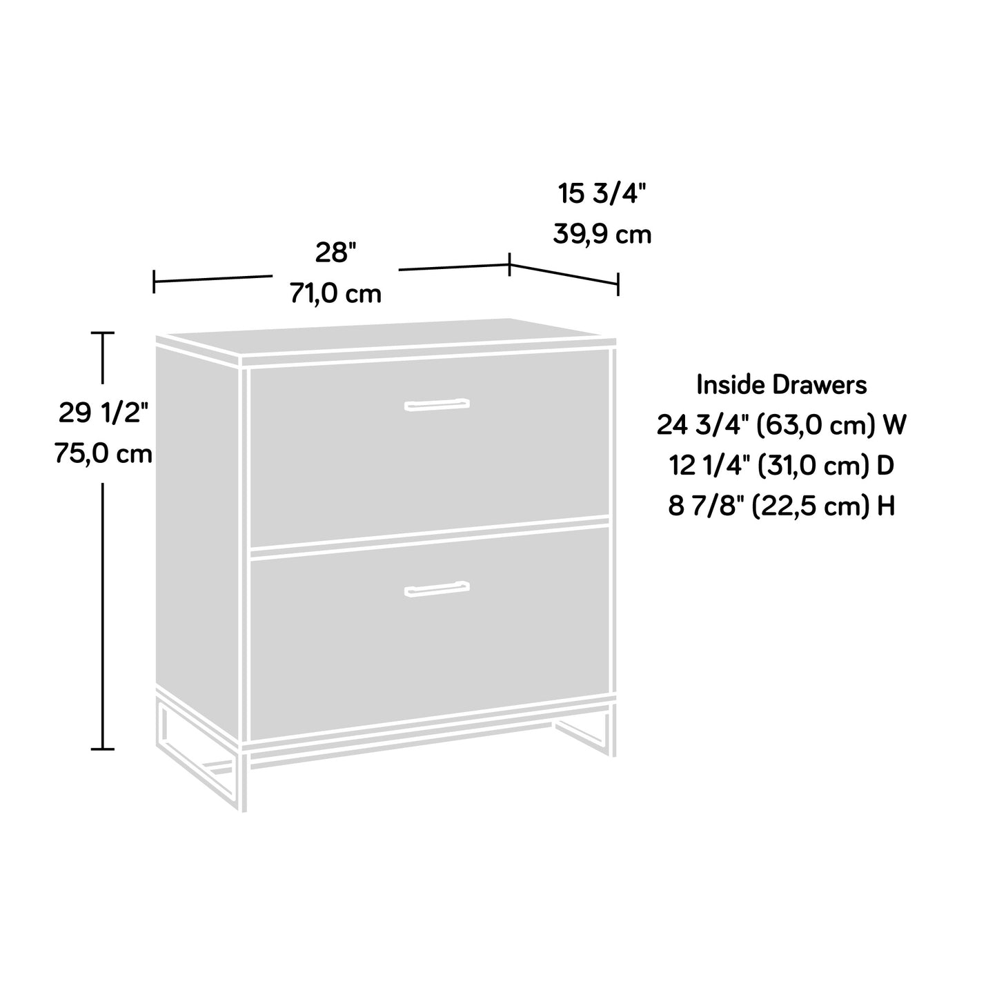 Brown Engineered Wood Filing Cabinet - 1-2 Drawer Office Storage