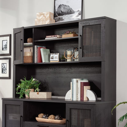 Coastal Hutch with Storage - Brown Finish for Living Room