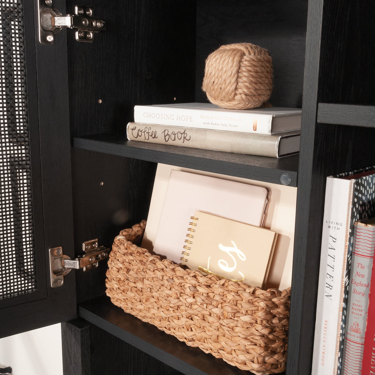 Coastal Hutch with Storage - Brown Finish for Living Room