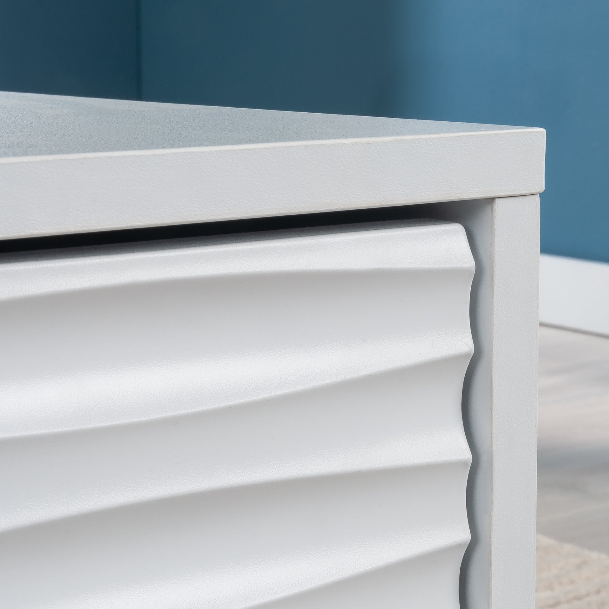 White Coastal Coffee Table with Drawers - 30" Square