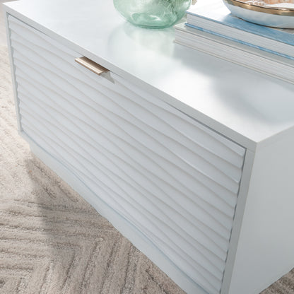 White Coastal Coffee Table with Drawers - 30" Square