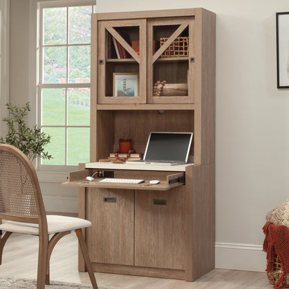 Brown Wooden Library Hutch with 2 Shelves