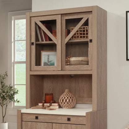 Brown Wooden Library Hutch with 2 Shelves