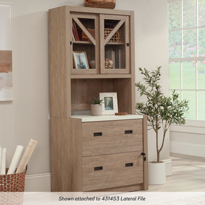 Brown Wooden Library Hutch with 2 Shelves