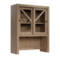 Farmhouse Library Hutch with Glass Doors, Brown finish