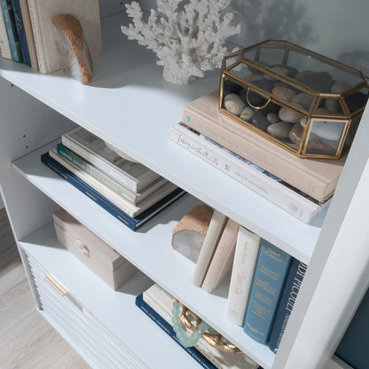 Coastal Bookcase With Lower Drawer, White finish - Storage & Display Shelving