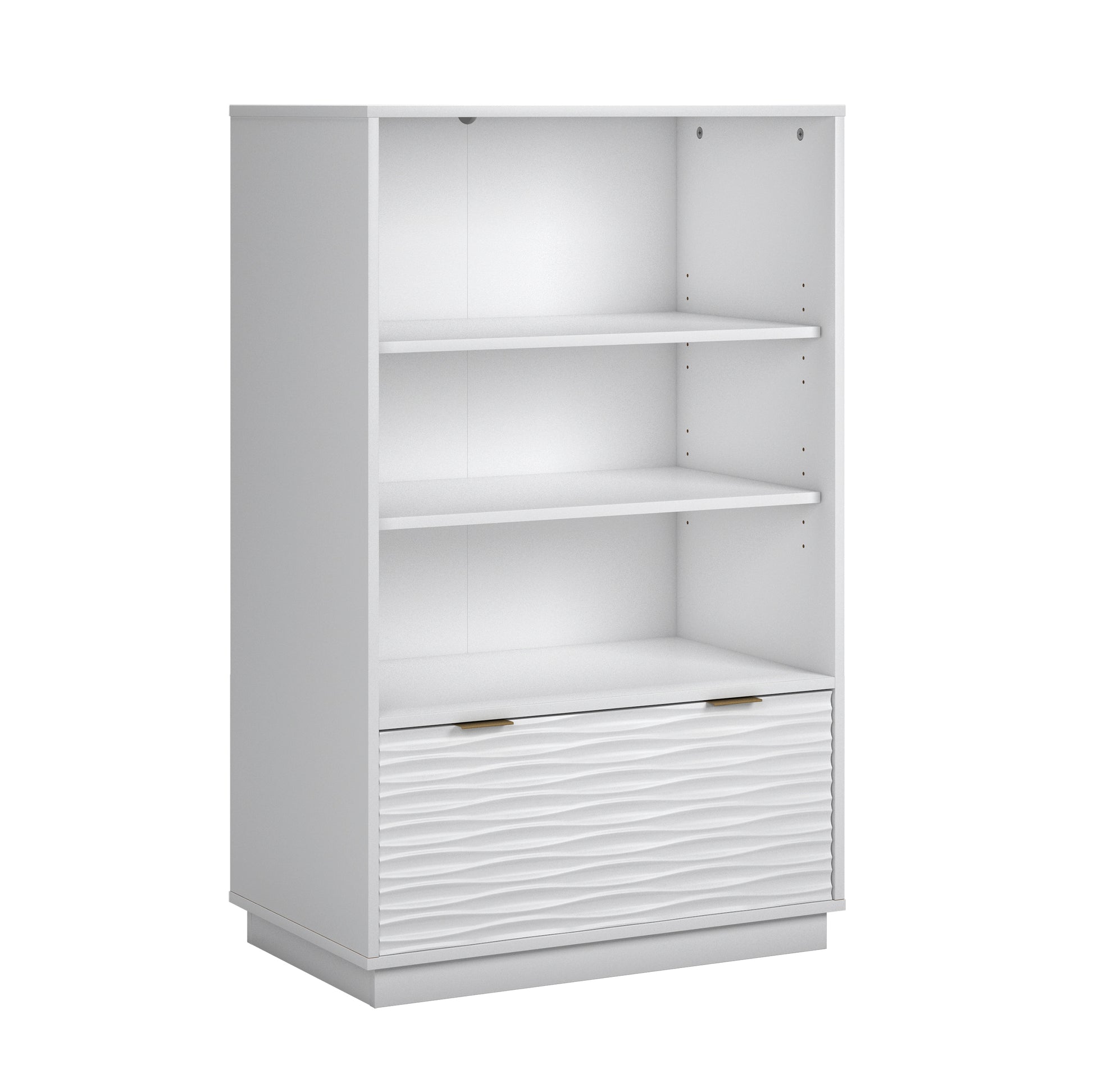 Coastal Bookcase With Lower Drawer, White finish