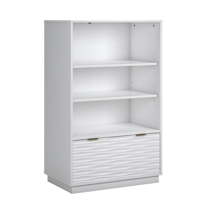Coastal Bookcase With Lower Drawer, White finish