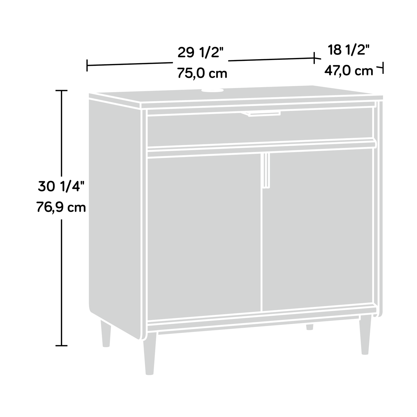 Mid-Century Brown File Cabinet - 29.5" Storage for Home Office