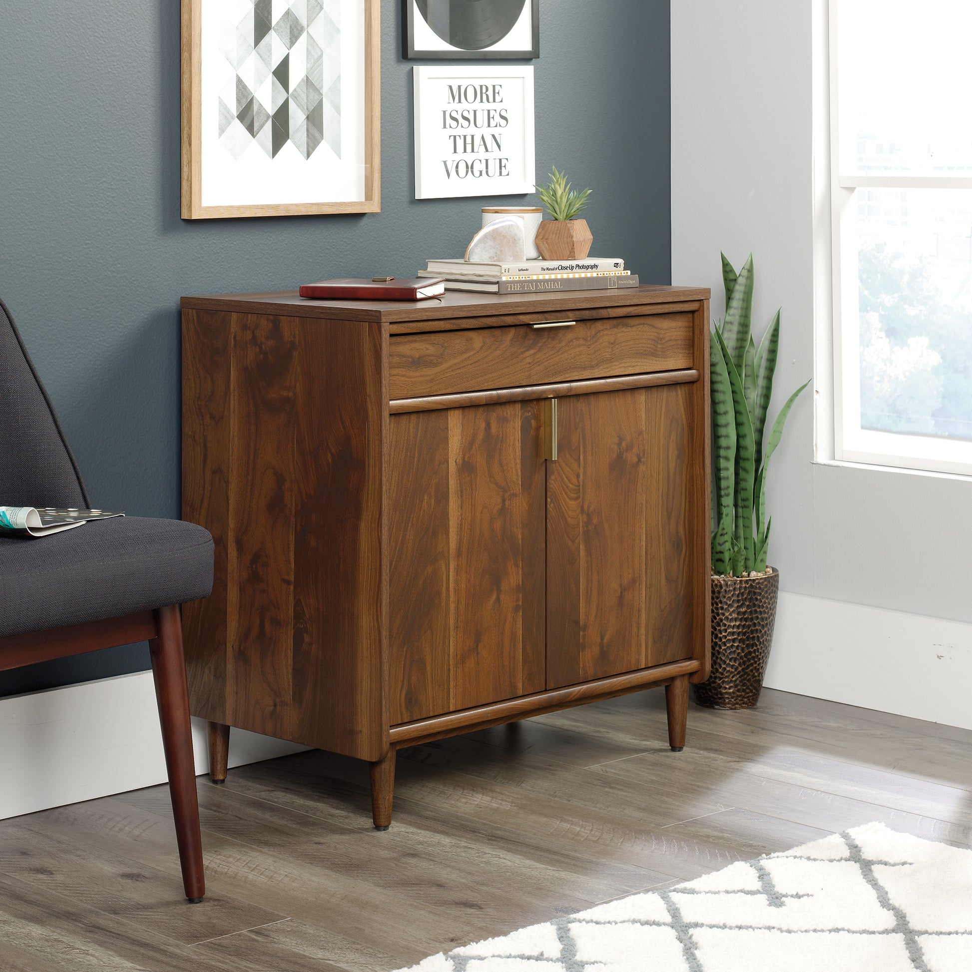 Mid-Century Brown File Cabinet - 29.5" Storage for Home Office