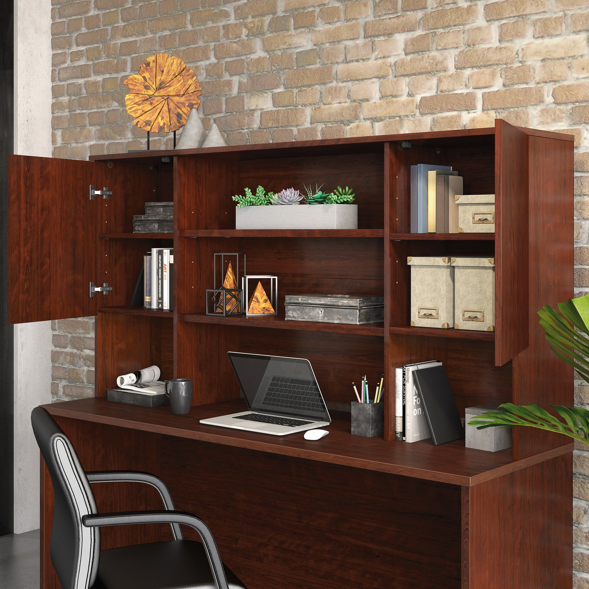 Red 6-Shelf Hutch - Office Storage Cube for Living Room