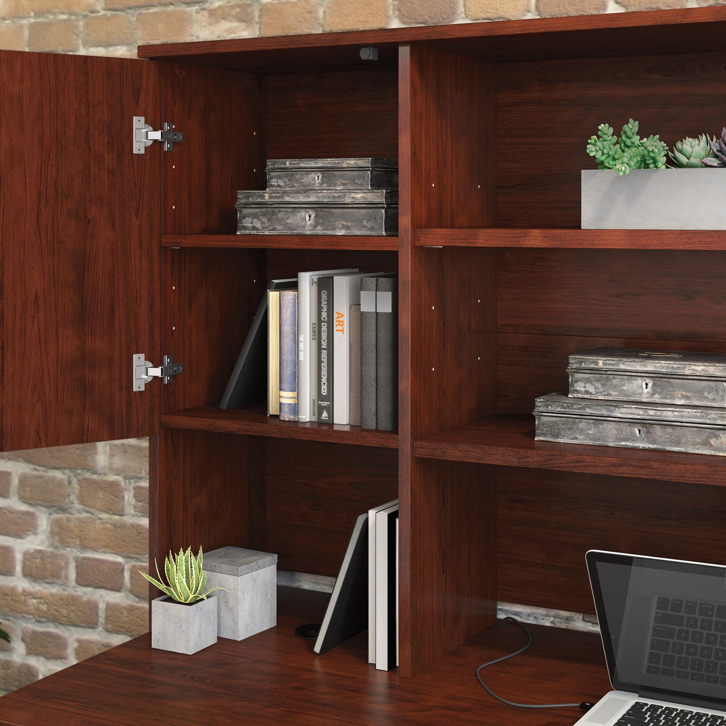 Red 6-Shelf Hutch - Office Storage Cube for Living Room