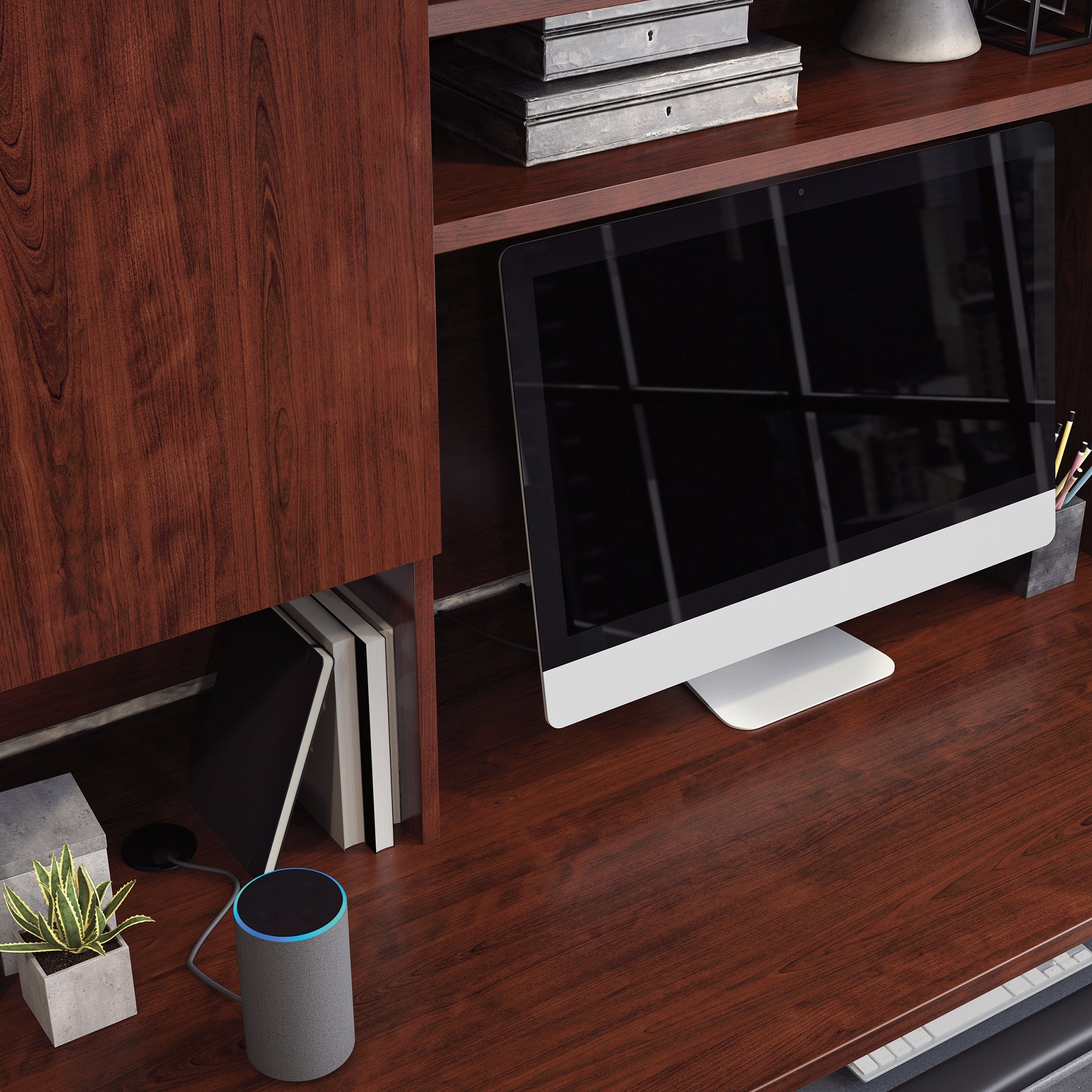 Red 6-Shelf Hutch - Office Storage Cube for Living Room
