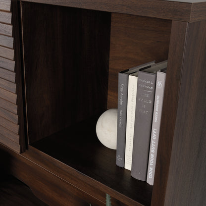 Brown 6-Shelf Hutch - Contemporary Office Storage for Living Room