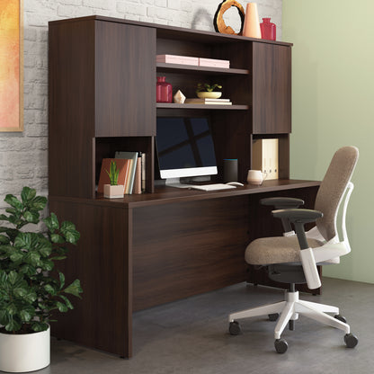 6 Shelf Brown Office Hutch - Adjustable Shelves