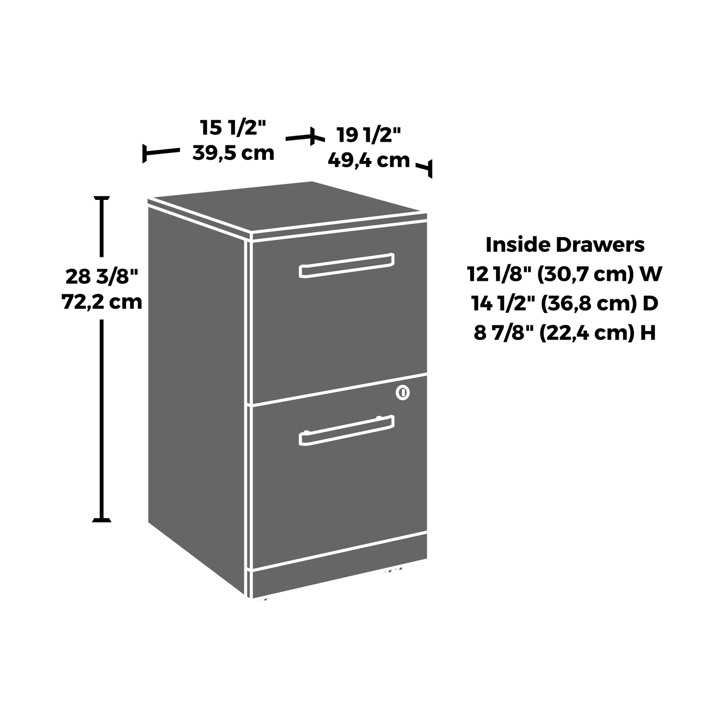 Brown Mobile File Pedestal - 2 Drawer Office Cabinet for Home Office