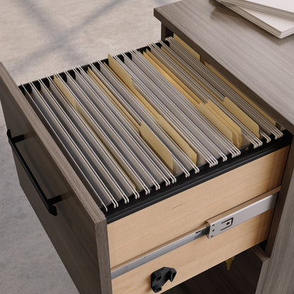 Brown Mobile File Pedestal - 2 Drawer Office Cabinet for Home Office