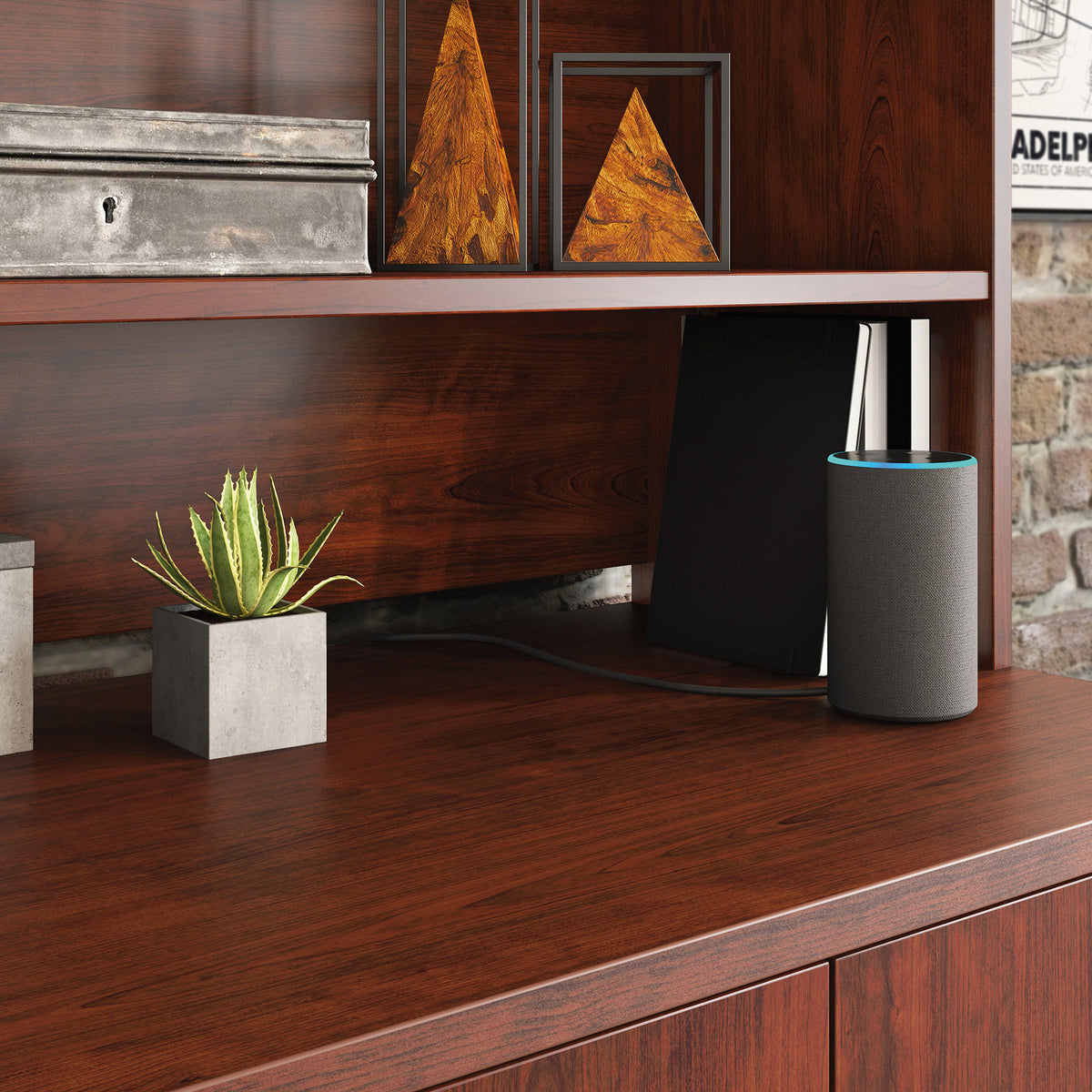 Red 3-Shelf Library Hutch for Office Storage