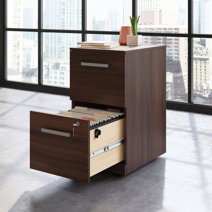 Brown Mobile File Cabinet - 1-2 Drawer Office Storage for Home Office