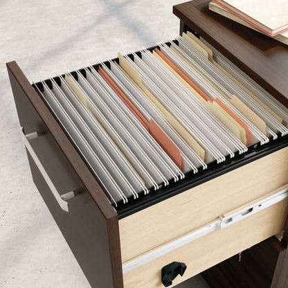 Brown Mobile File Cabinet - 1-2 Drawer Office Storage for Home Office