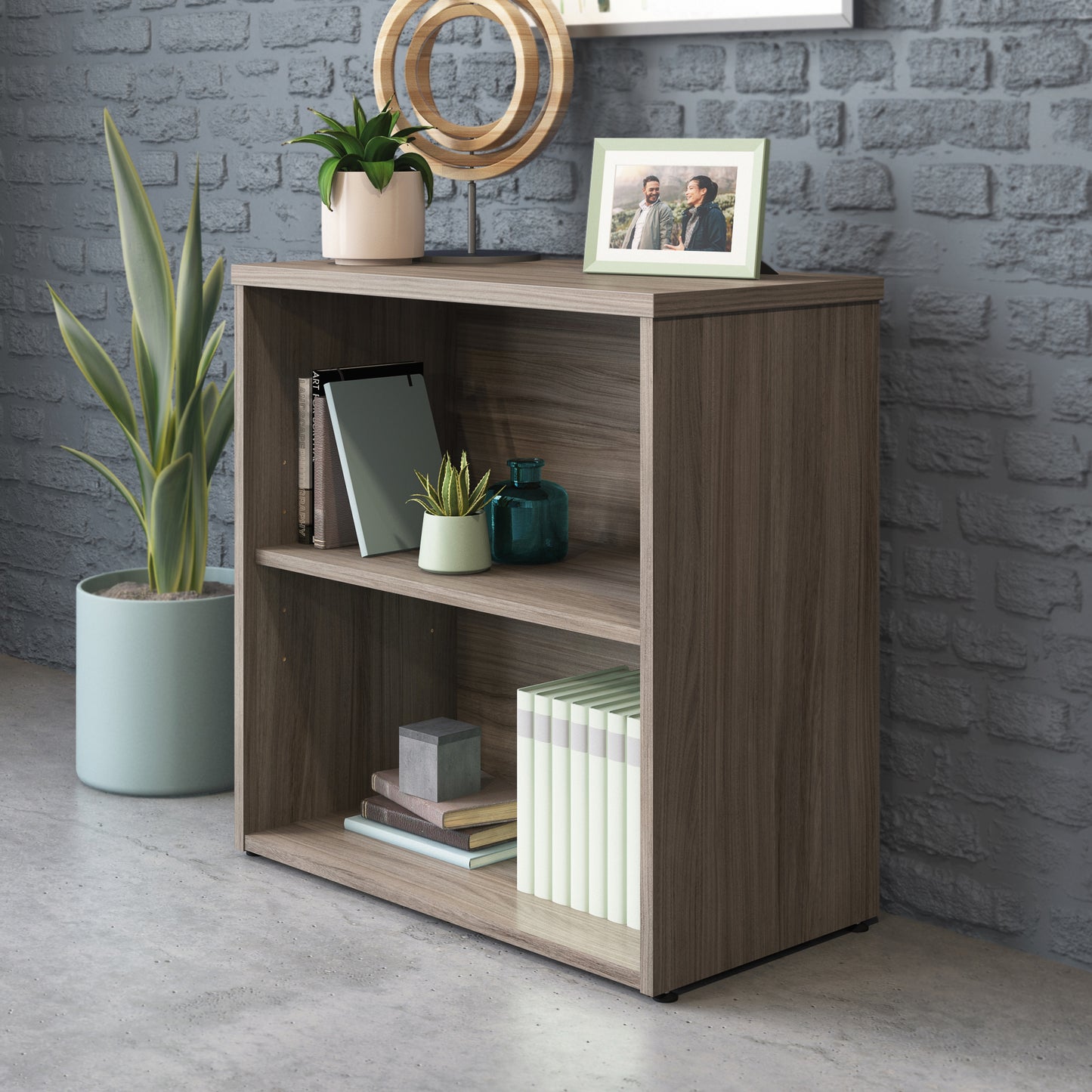 2-Shelf Bookcase, Brown finish