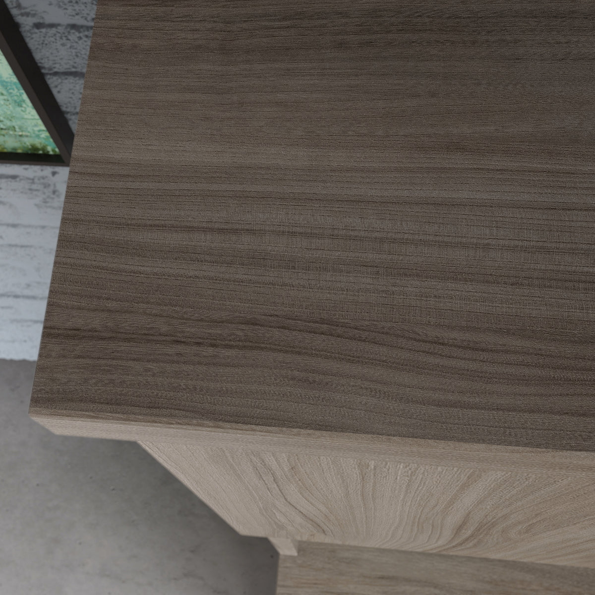 Brown Hutch with Adjustable Shelves - Office Storage
