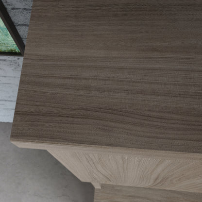 Brown Hutch with Adjustable Shelves - Office Storage