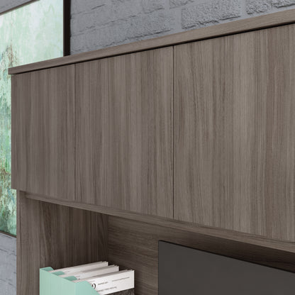 Brown Hutch with Adjustable Shelves - Office Storage