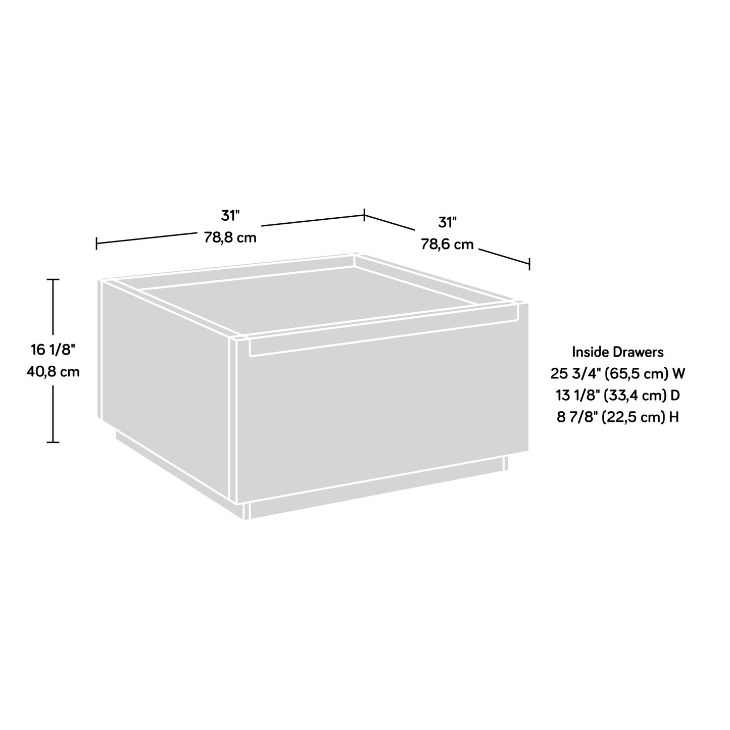 Brown Rectangular Coffee Table with Storage Drawers