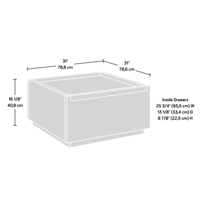 Brown Rectangular Coffee Table with Storage Drawers