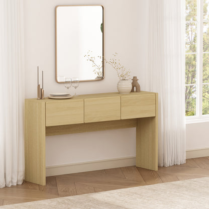 60" Oak Console Table - Entryway Storage Table