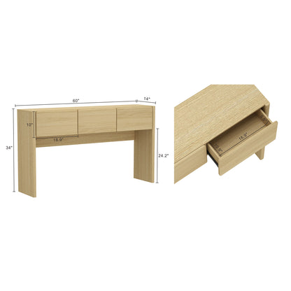 60" Oak Console Table - Entryway Storage Table