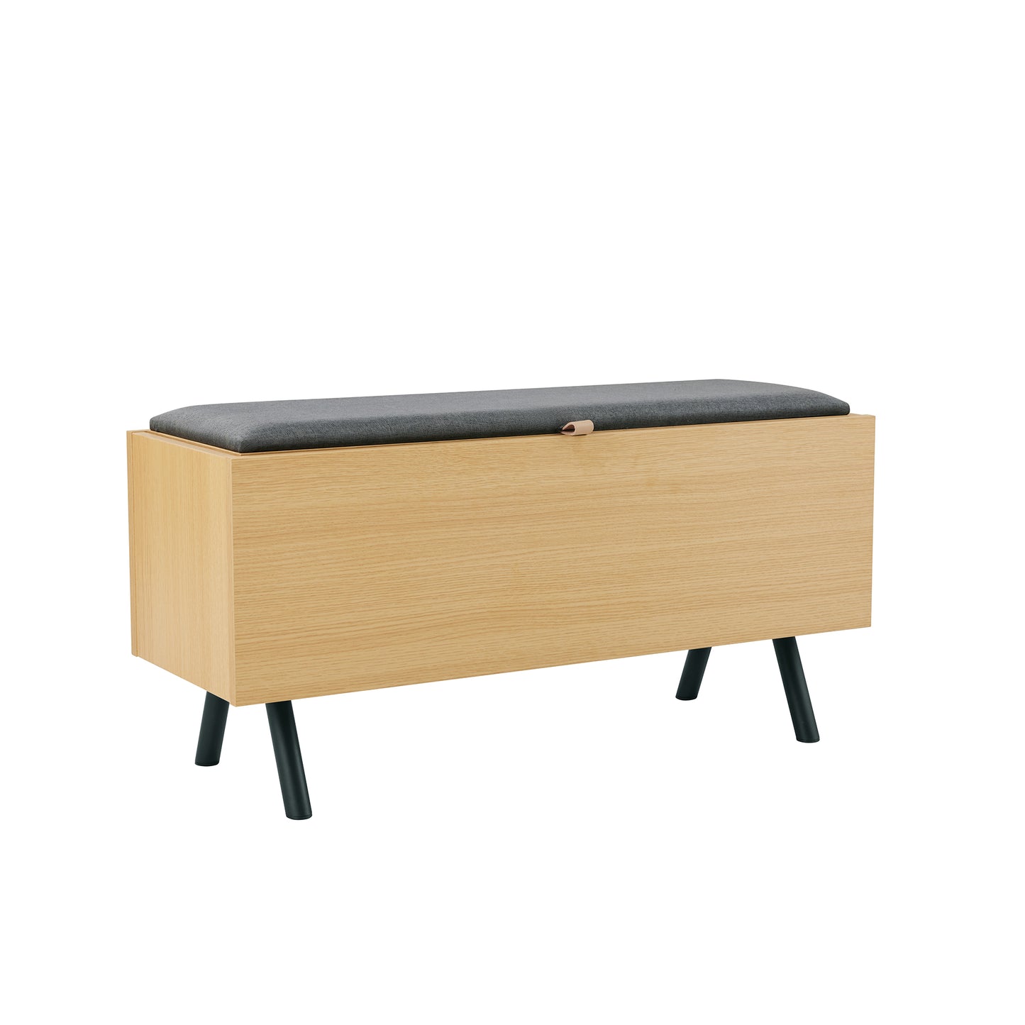 Light Oak Metal Storage Bench - 35.8" Entryway Bench