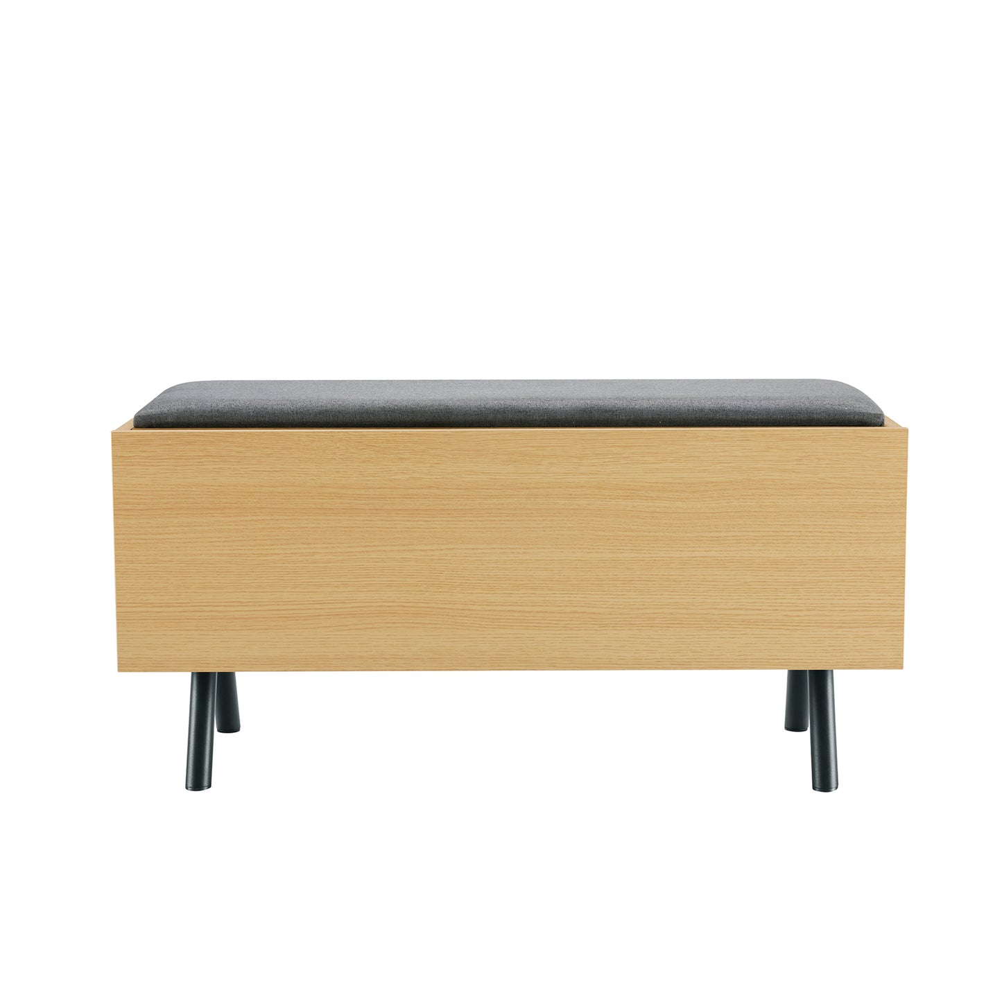 Light Oak Metal Storage Bench - 35.8" Entryway Bench
