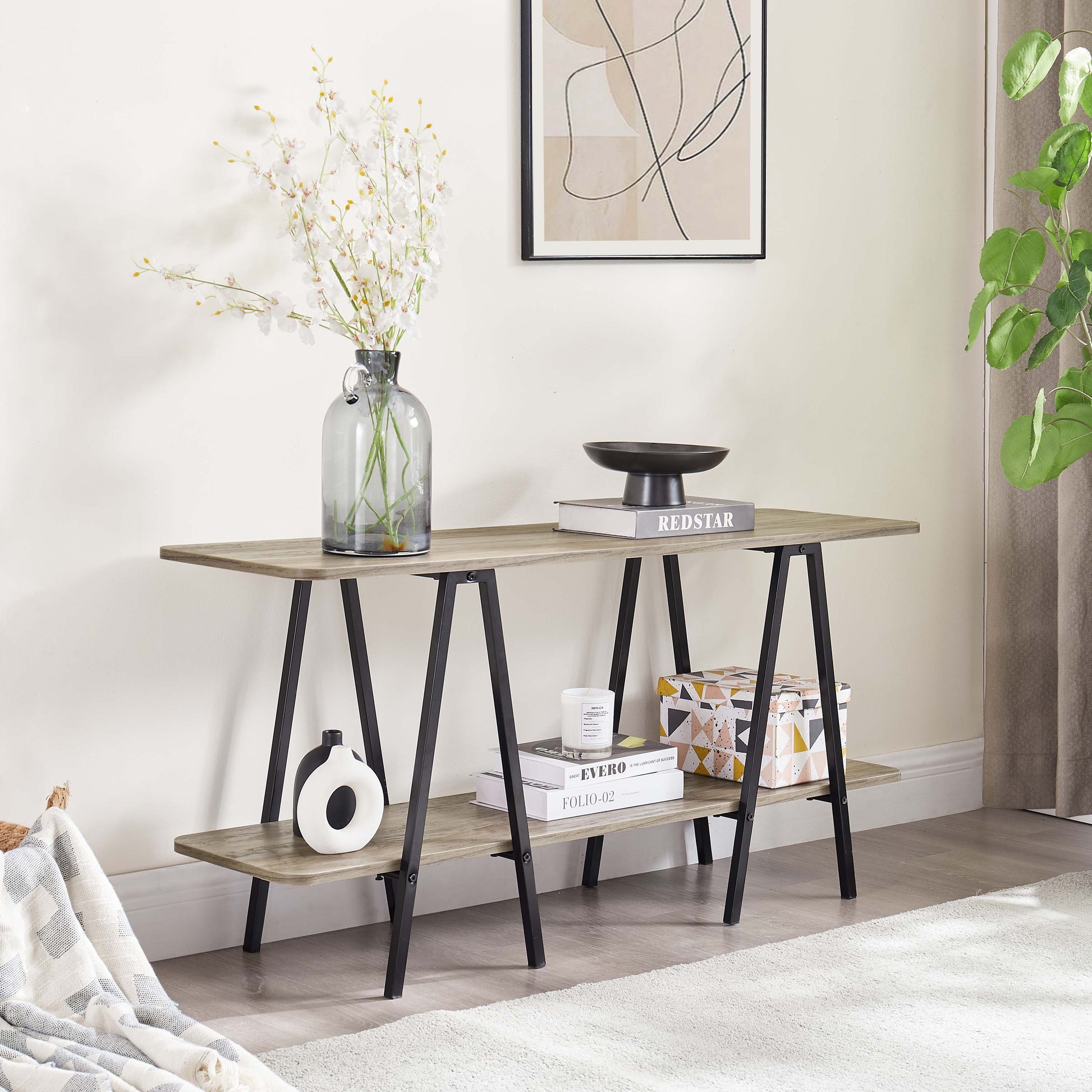 Grey MDF Console Table - Display & Storage