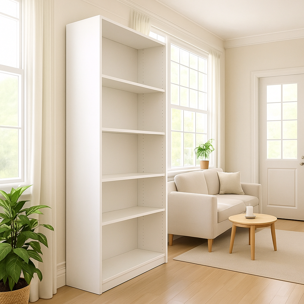 5-Tier White Bookshelf - Maximize Storage & Display