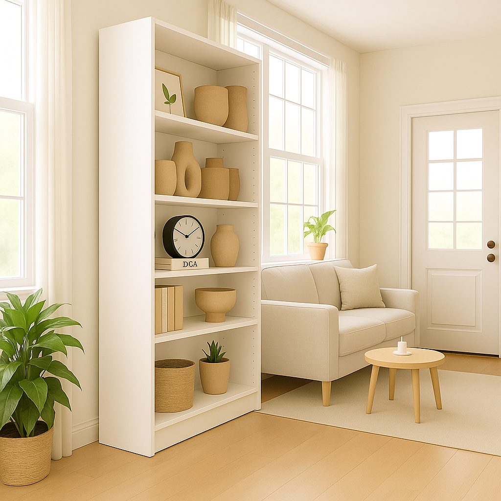 5-Tier White Bookshelf - Maximize Storage & Display
