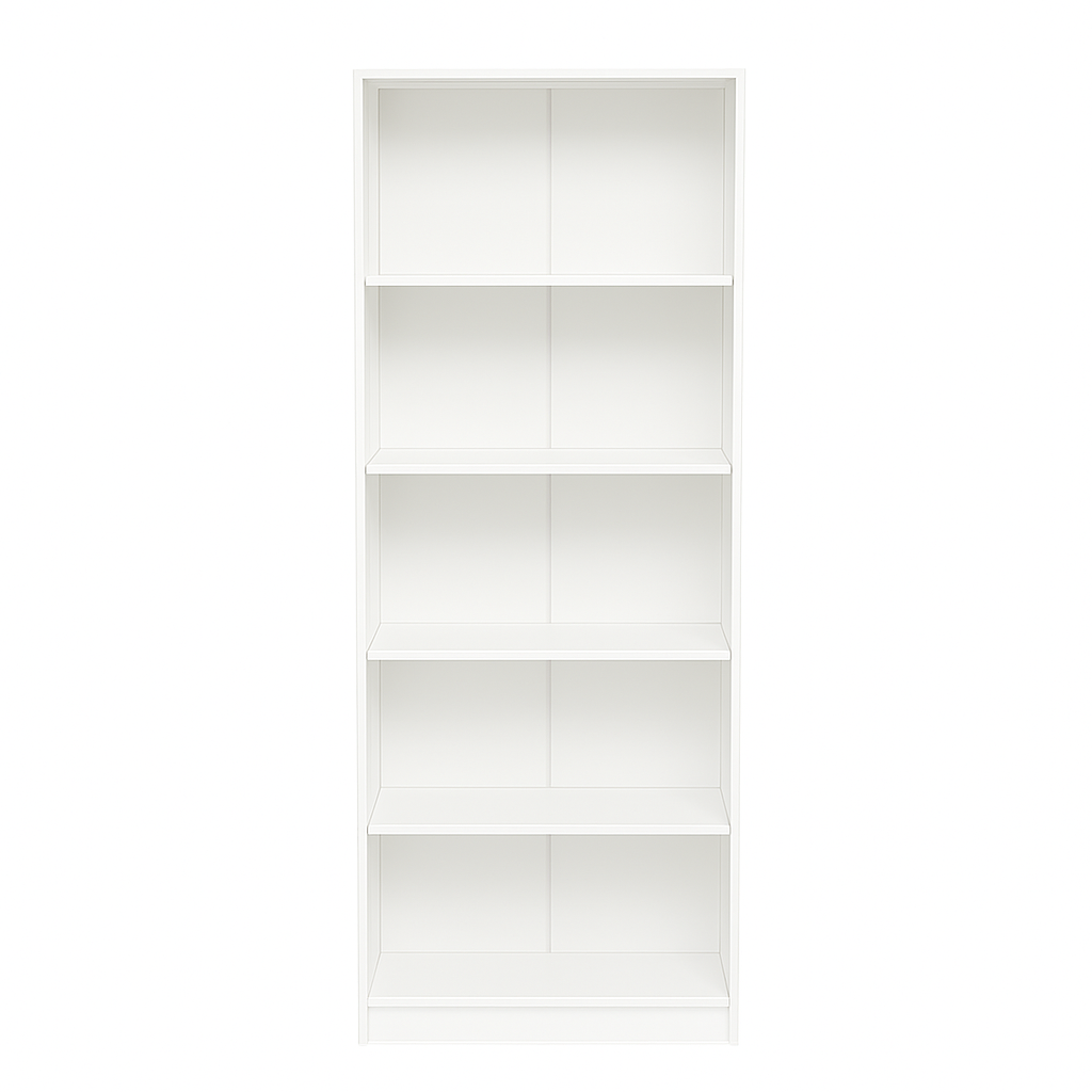 5-Tier White Bookshelf - Maximize Storage & Display