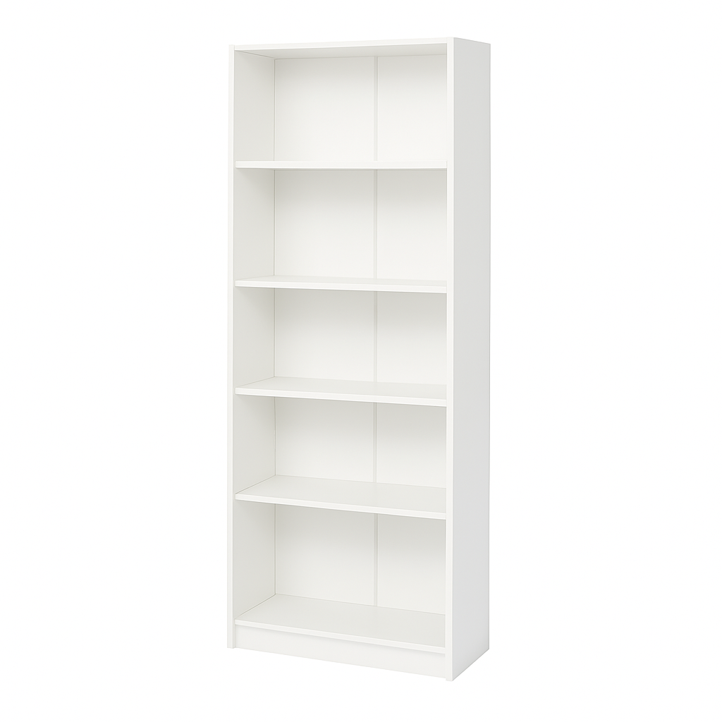 5-Tier White Bookshelf - Maximize Storage & Display