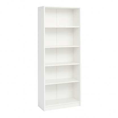 5-Tier White Bookshelf - Maximize Storage & Display