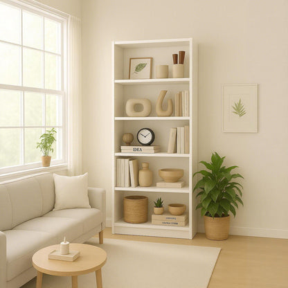 5-Tier Bookshelves Storage Cabinet White