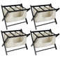 Hofitlead Wooden Luggage Rack, Folding Luggage Rack Suitcase Stand with Storage Shelf for Home Guest Room Bedroom Hotel,Black,4 PCS