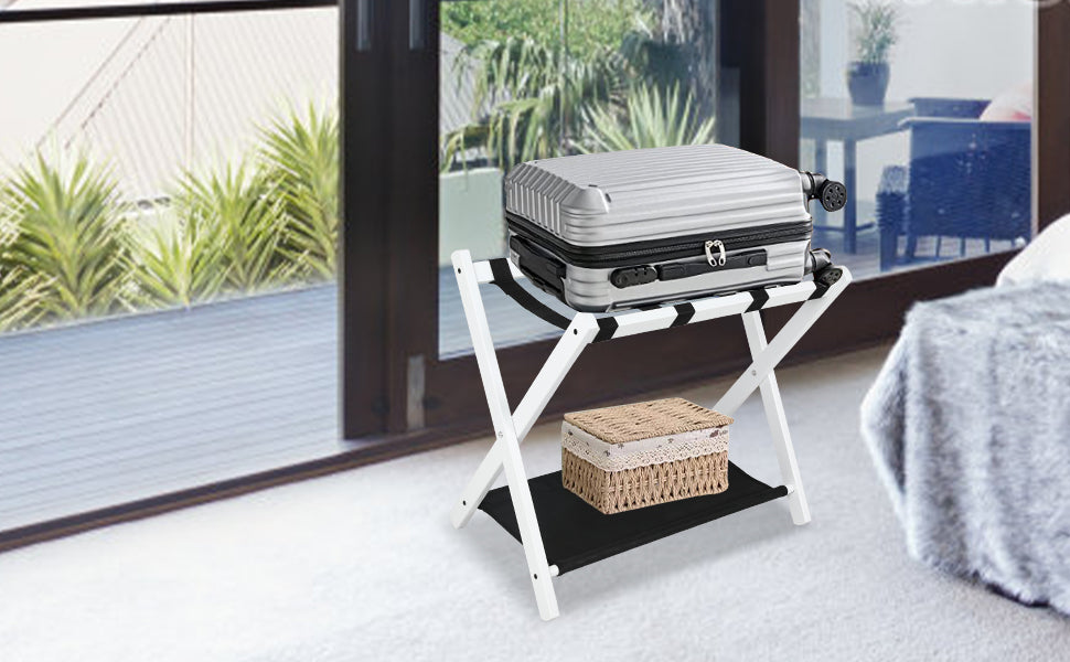 White Folding Luggage Rack - 4 Pack for Bedroom Storage for Home Office