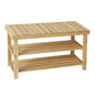 Hofitlead 27.5" Shoe Rack Solid Wood Shoe Bench, 3-Tier Shoe Organizer for Entryway Hallway(Light Brown)