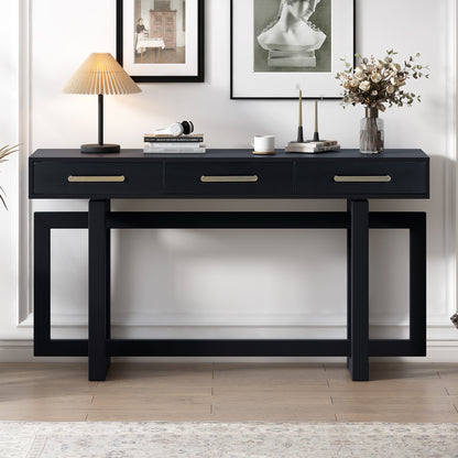 Black Artsy Console Table with Drawers - 57" Long