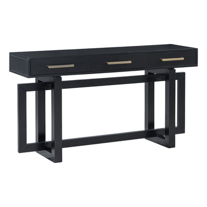 Black Artsy Console Table with Drawers - 57" Long